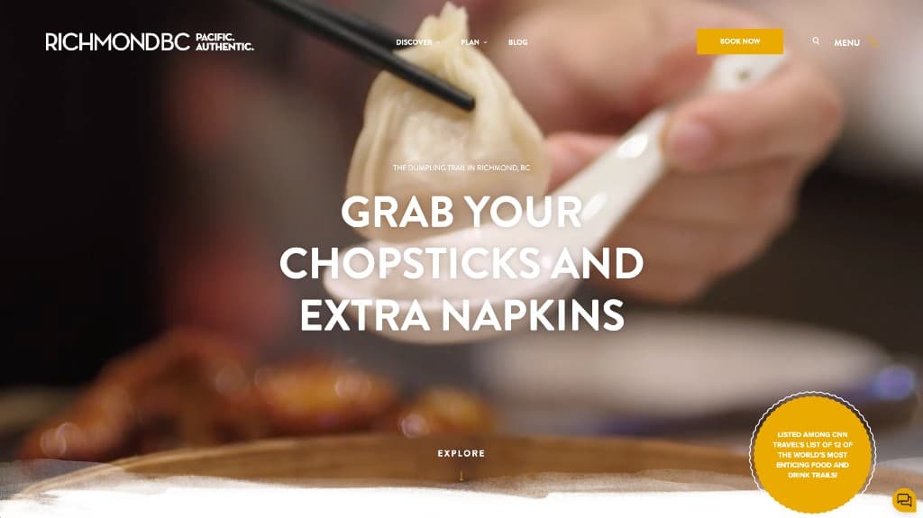 Richmond BC website promoting a dumpling trail