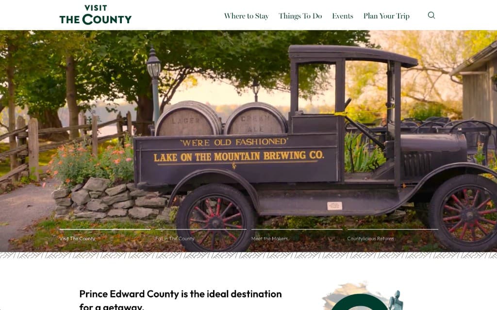 Visit The County website with a vintage brewery truck